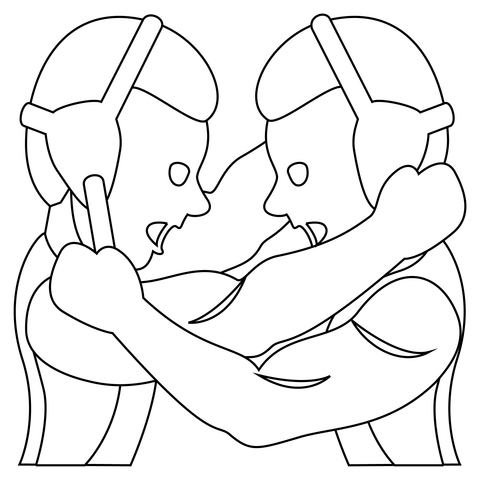 People Wrestling Coloring Page